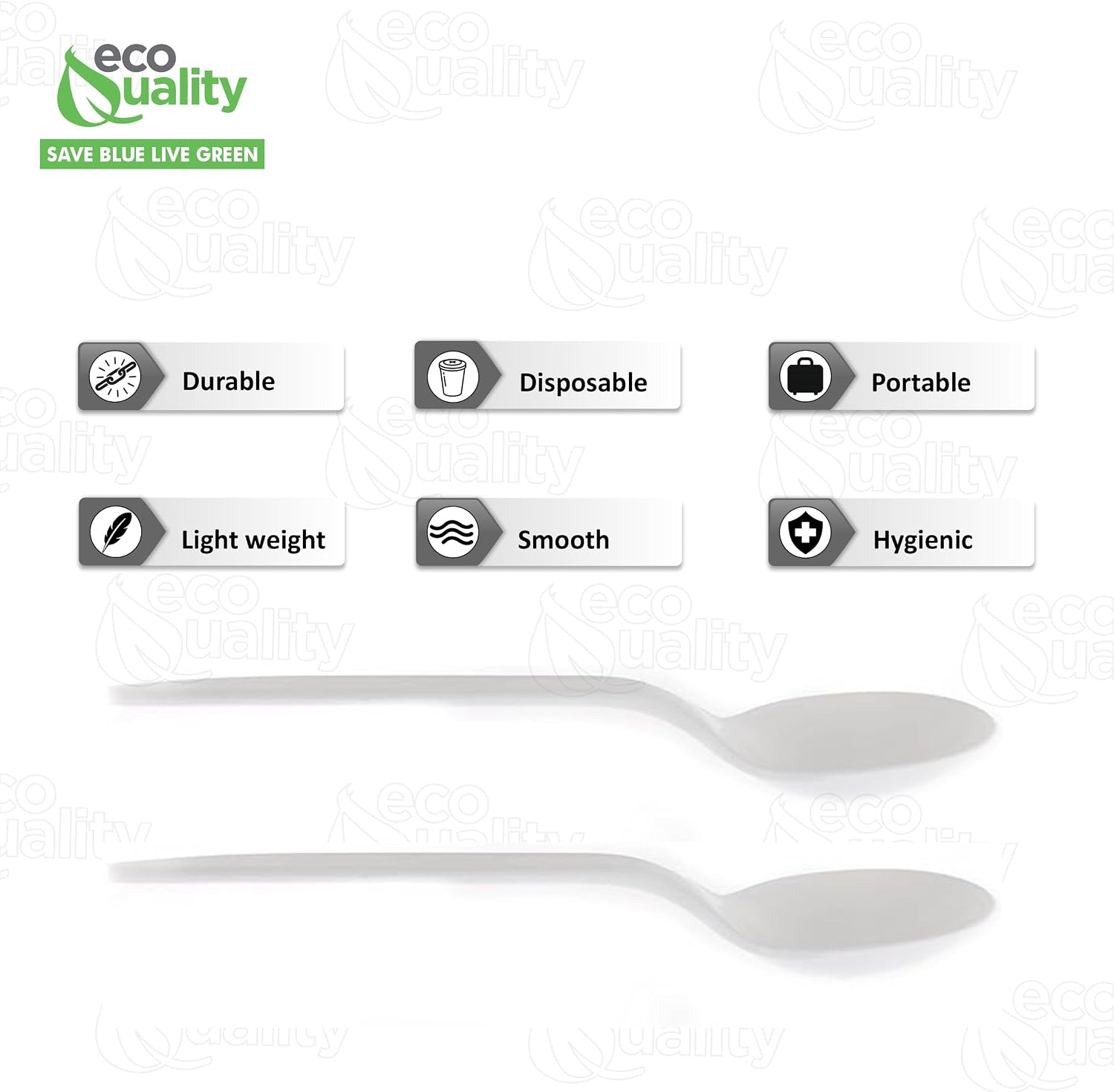 Disposable Plastic Cutlery Spoons (1000 Count) - White Disposable Plastic Spoons Medium Weight - Great for Soups, Kitchen, Office, Togo, Lunch, Cafeterias, Restaurants by EcoQuality