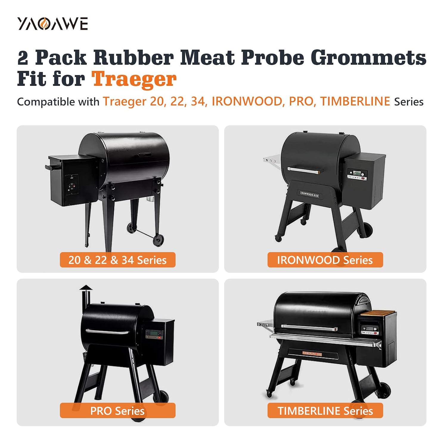 2 Pack Rubber Meat Probe Grommets Fit for Traeger Wood Pellet Grills