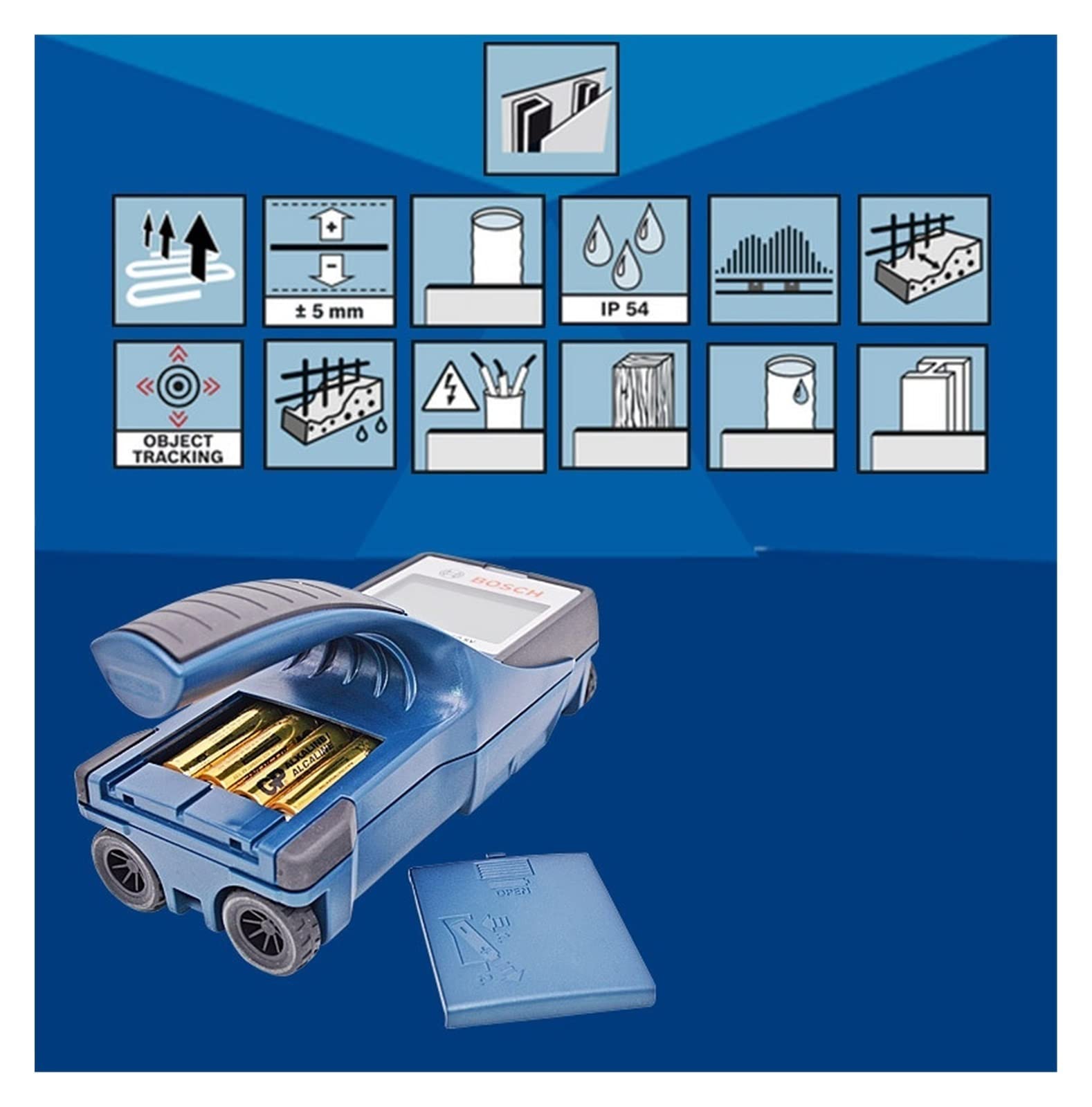 escáner de pared, Detector de pared Alambre Barra de refuerzo Tubería Escáner de metal Instrumento de detección Herramientas Buscador de detección profesional Profundidad herramienta de mejora del hog