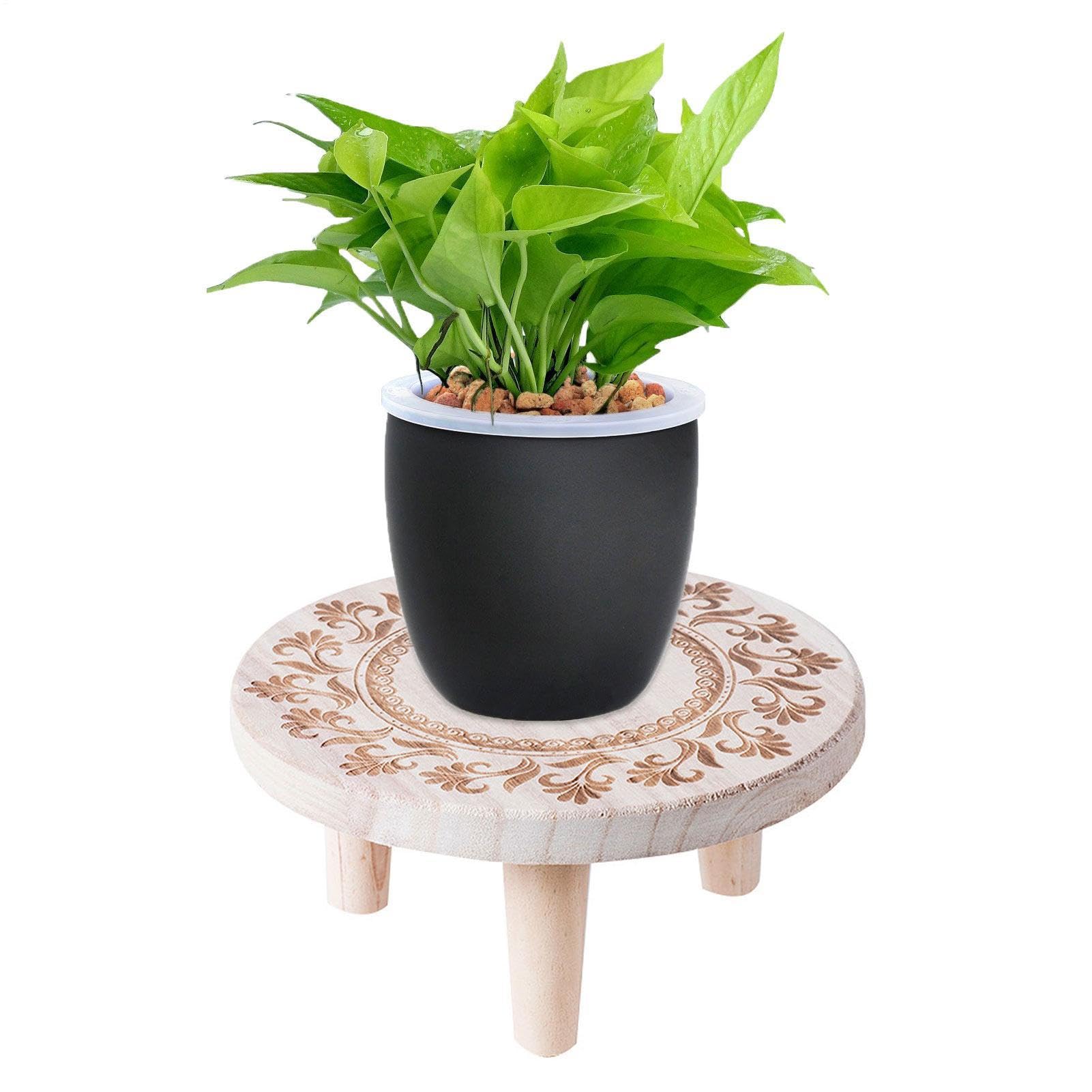 Support de tabouret en bois noble, sellette ronde de décoration