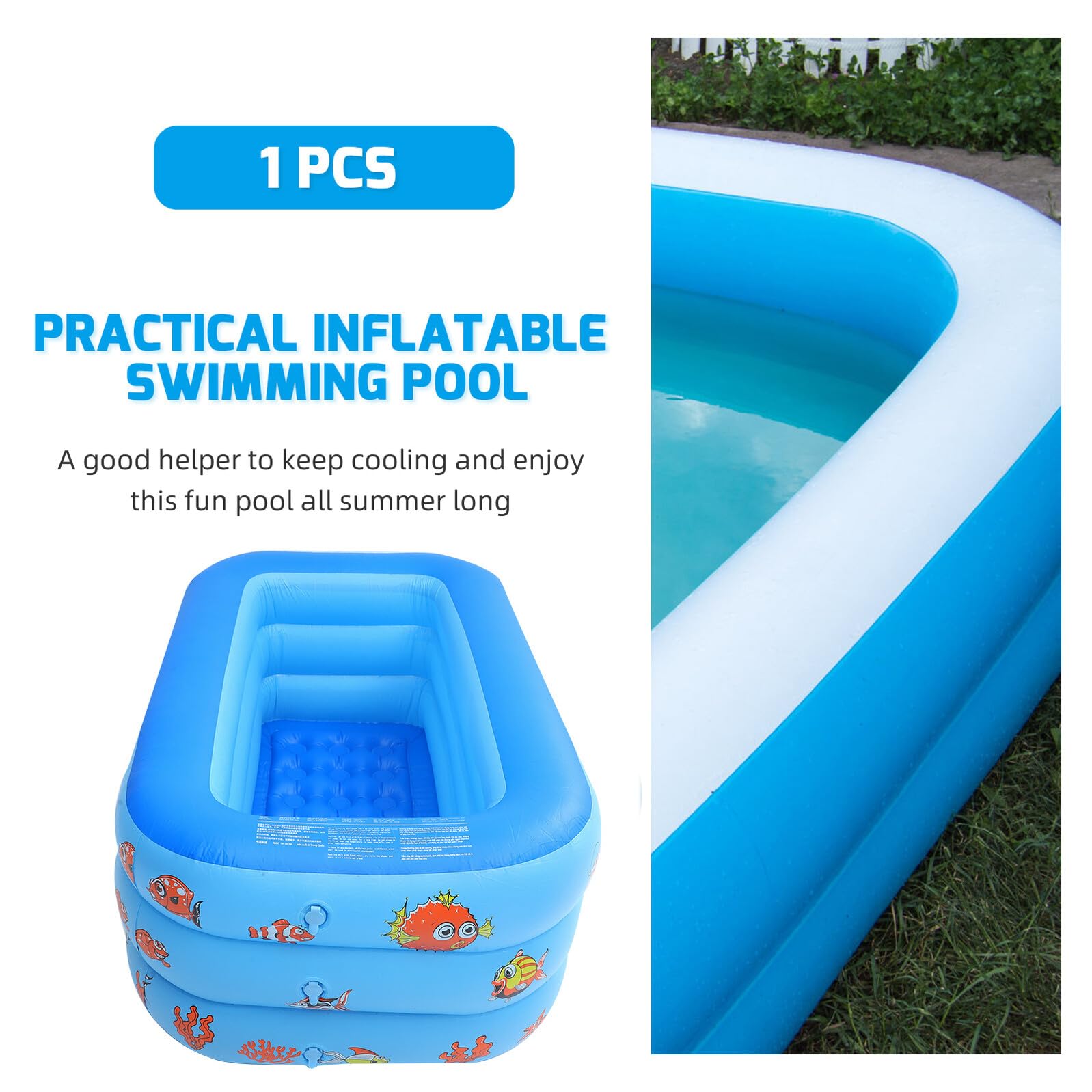 Piscina Infantil Inflable de PVC, Tres Capas, Azul para Niños