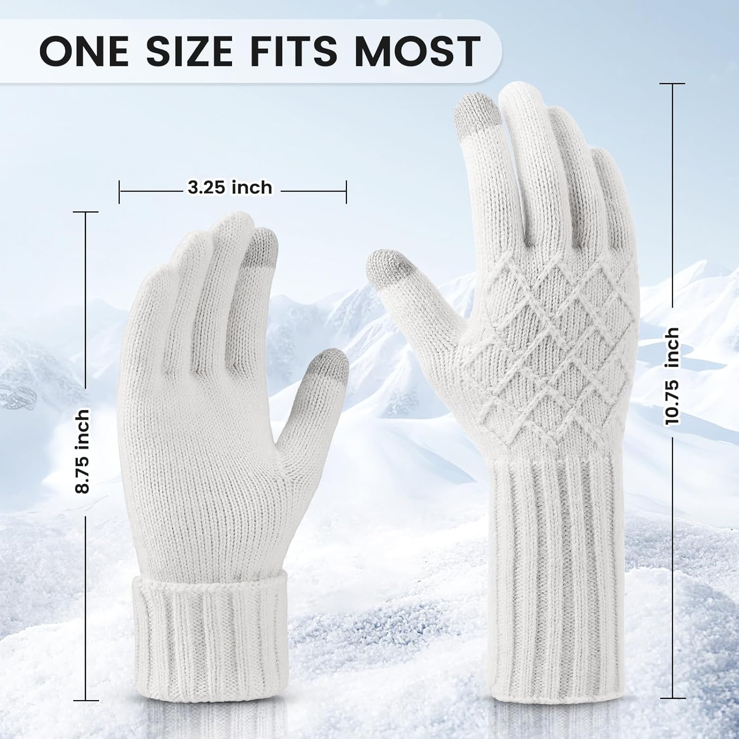 Tavaleu Winter Gloves for Women, Warm Thick Three-finger Touchscreen Glove, Knit Elastic Gloves for Cold Weather - Image 3