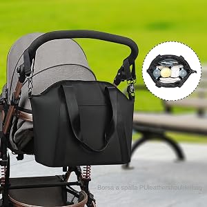 Wickeltasche Große Tragetasche Mit Laptopfach (40,6 Cm) – Multifunktionale Baby-Tasche Für Mama & Papa, Schwarz