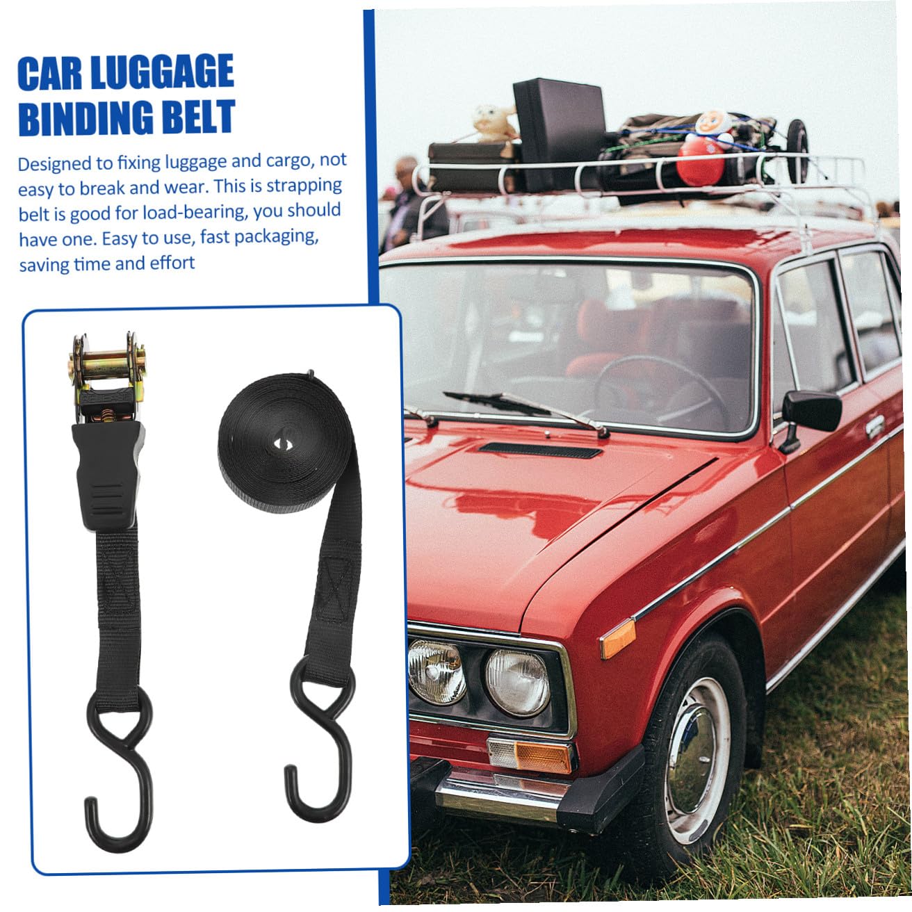 PartyKindom 2 Set Di Cinghie Di Carico Da 25 Mm Con Cricchetto Di Fissaggio Cinghia Di Ancoraggio Estremamente Resistente Cinghia Di Ancoraggio Retrattile Con Cricchetto Per Bagagli Auto