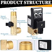 Vista 4 de Bonuci 2 Sets Electronic Drain Valve Kit Automatic, 110V Timed Tank Drain Water Valve for Air Compressed (Separating)