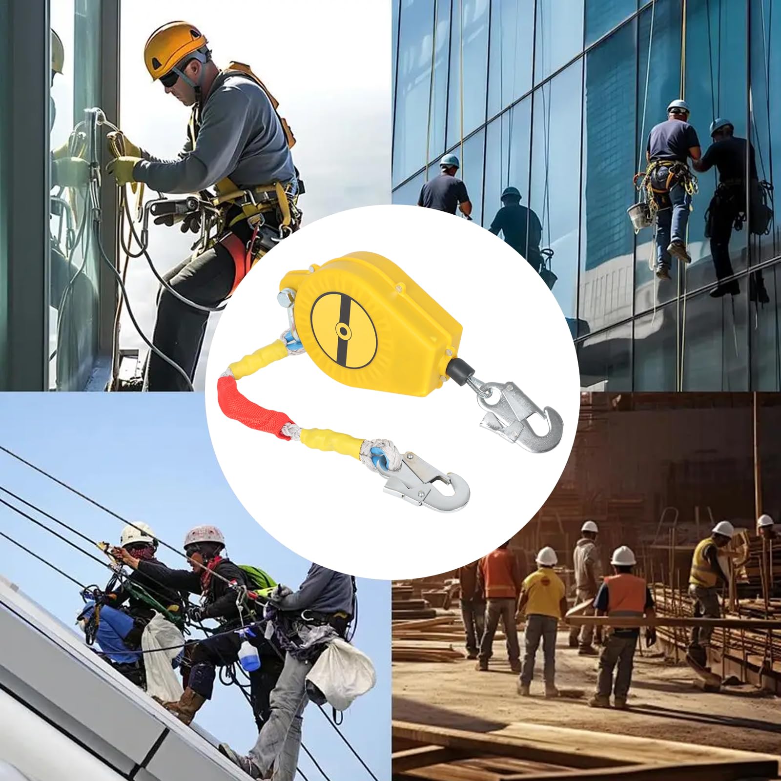 Línea de vida autorretráctil, 10 m de carga, 150 kg de alta altitud, con estructura de doble bloqueo, cordón retráctil portátil, para construcción aérea, mantenimiento eléctrico