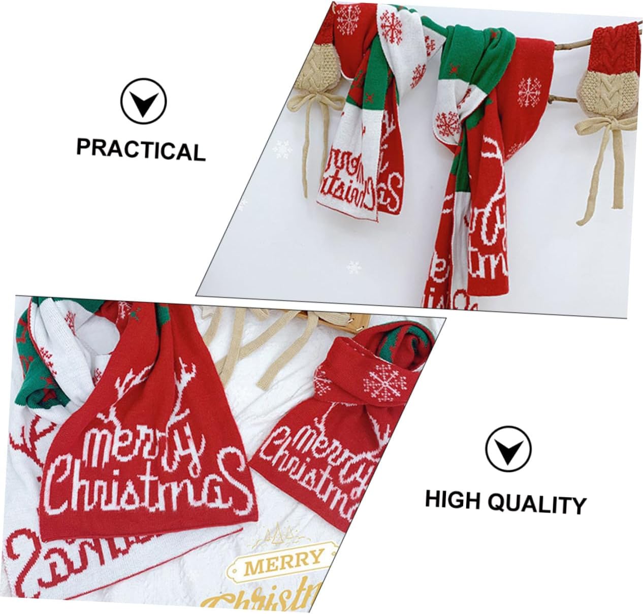 Christmas Elk Antler Knitted Scarf for Adults Thick Warm Autumn Winter Wrap Soft All-match Holiday Scarf for Fall Cold Weather Festive Cozy Neckwear for Men and Women