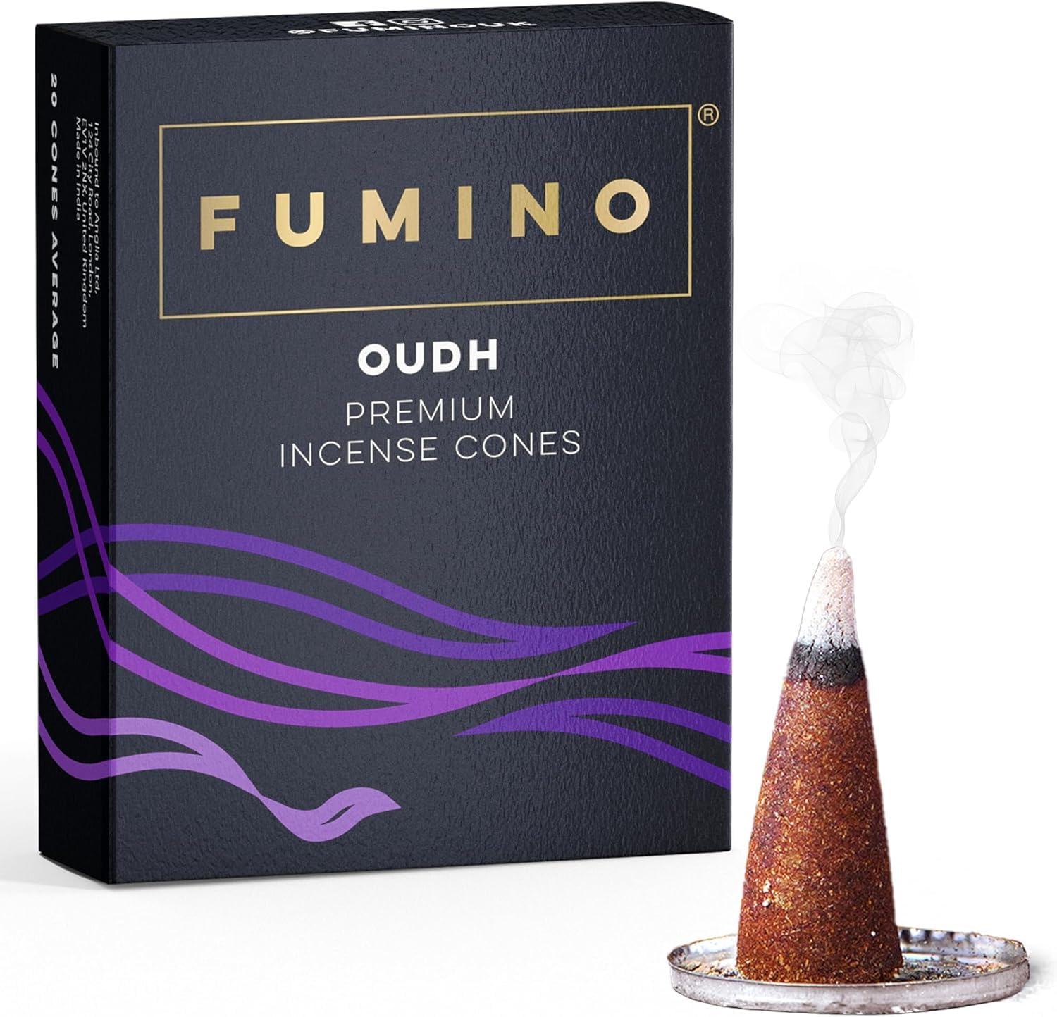 Fumino® Oudh Fresh Incense Cones 20 per Box Masala Agarbatti Joss Scent Fragrance for Relaxation and Meditation, Home and House Decor