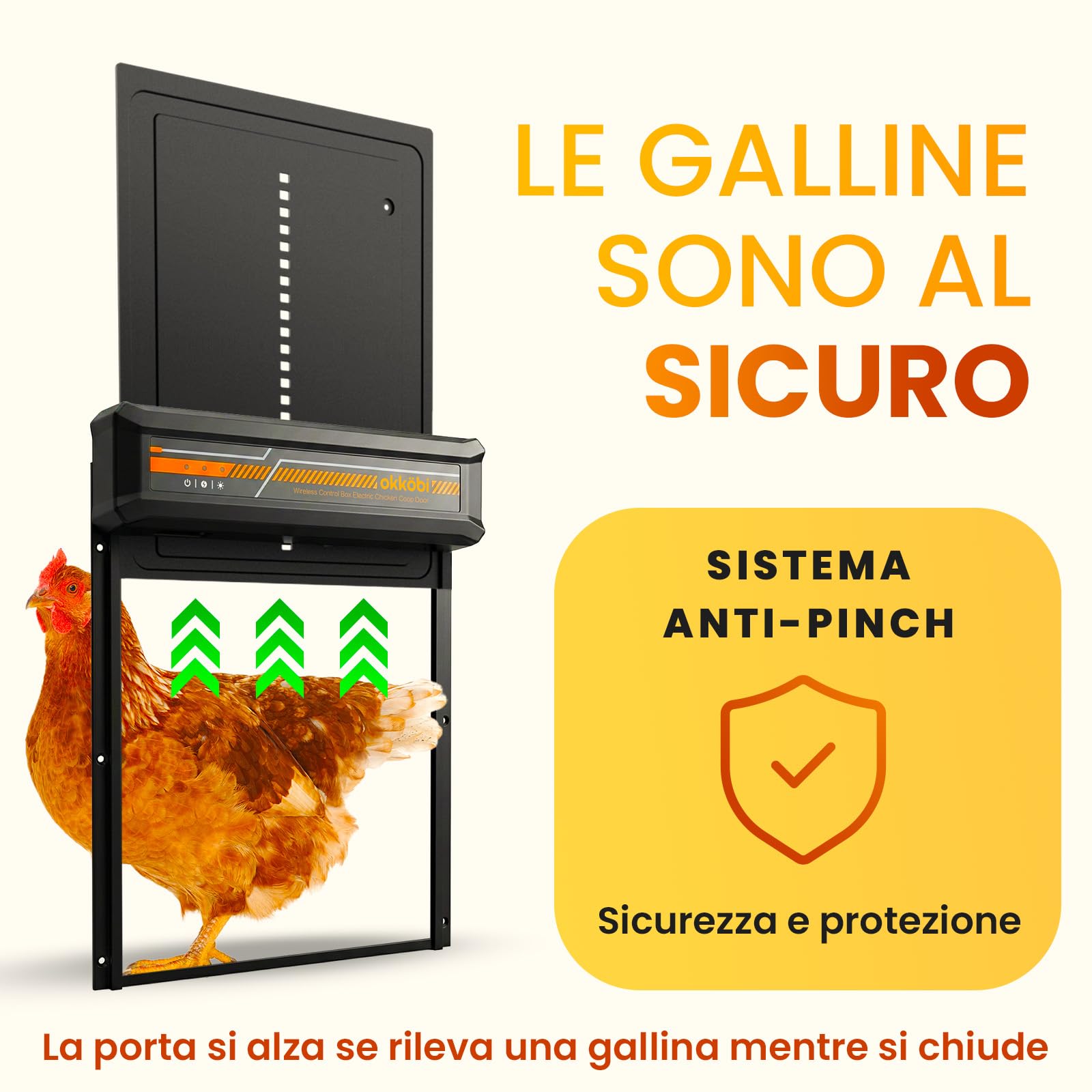 Chicken Coop Door Wireless Display LCD, Timer e Sensore di Luce | Porta Automatica per Pollaio Solare con Centralina, Resistente ai Predatori, 27,5 36,15 CM, Impermeabile - Nero