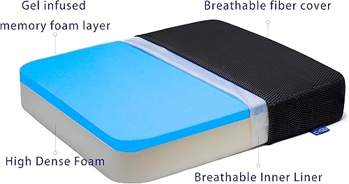 Miniatura 3 de CYLEN Ifoam - Cojín de espuma viscoelástica con capa de espuma viscoelástica para silla de ruedas, silla de oficina, silla de cocina, asientos de