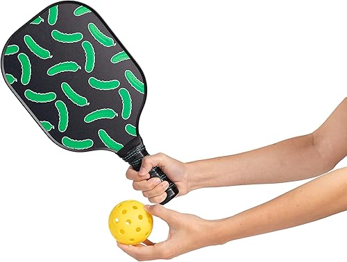 Miniatura 3 de Juego de 2 paletas de pickleball con pepinillos  Aprobado por USAPA  Raquetas de fibra de carbono, 4 bolas de núcleo de panal, funda de raqueta