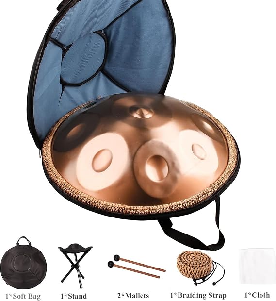 ORANGES Steel Drum 12 Notes Handpan 440HZ Adult's Handpan Drum 9 Notes Durable Professional Tonguedrum Brass Surface D Minor 22in 432hz (Color : 432Hz, Size : 10 Notes)