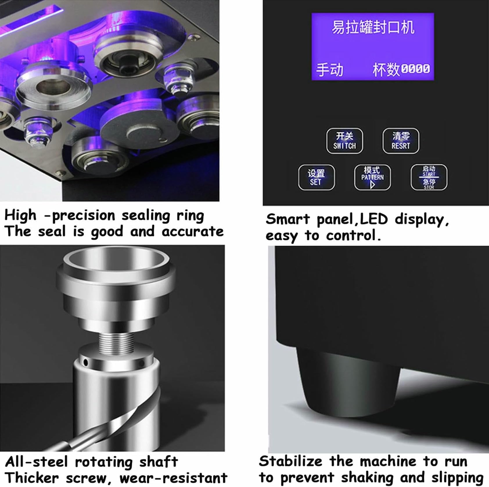 Automatische Versiegelung von Dosen mit Smart-Panel und Zählung. Kaliber Dosenversiegelung mit verstellbarer Höhe für Milchflaschen, Limonade und Softdrinks (weiß), 1 Stück