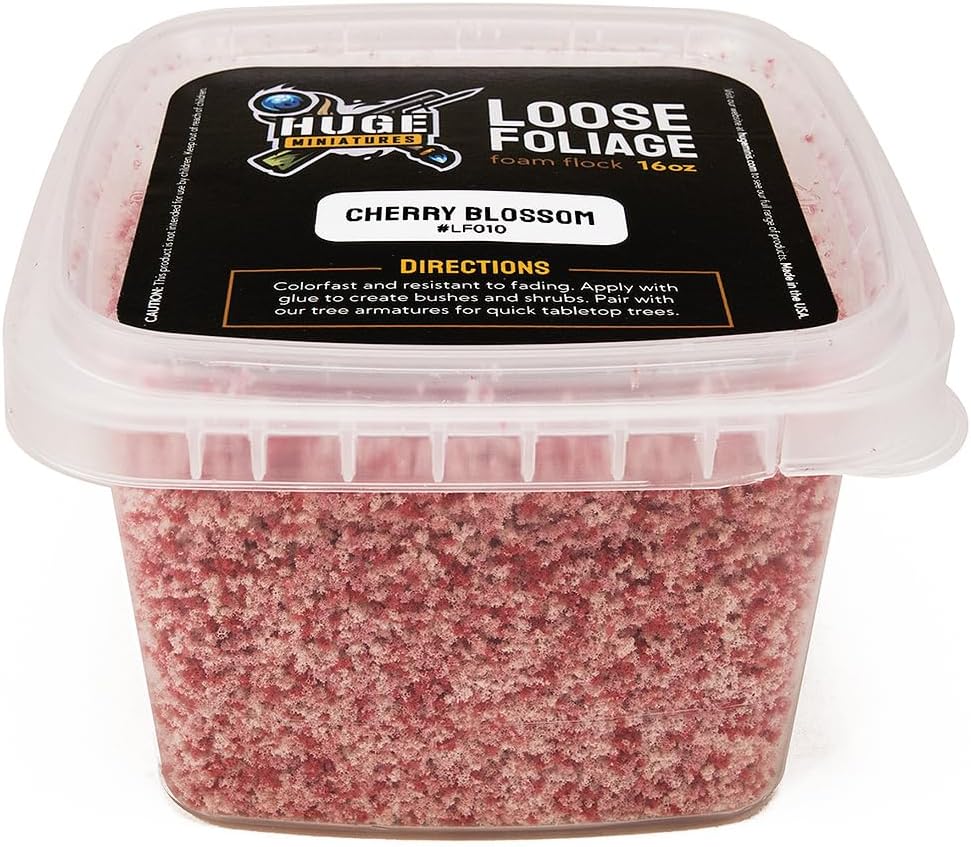 Loose Foliage, Cherry Blossom Tree Flock for Terrain Model Kits and Hobby Train Scenery by Huge Minis - 16oz Resealable Tub