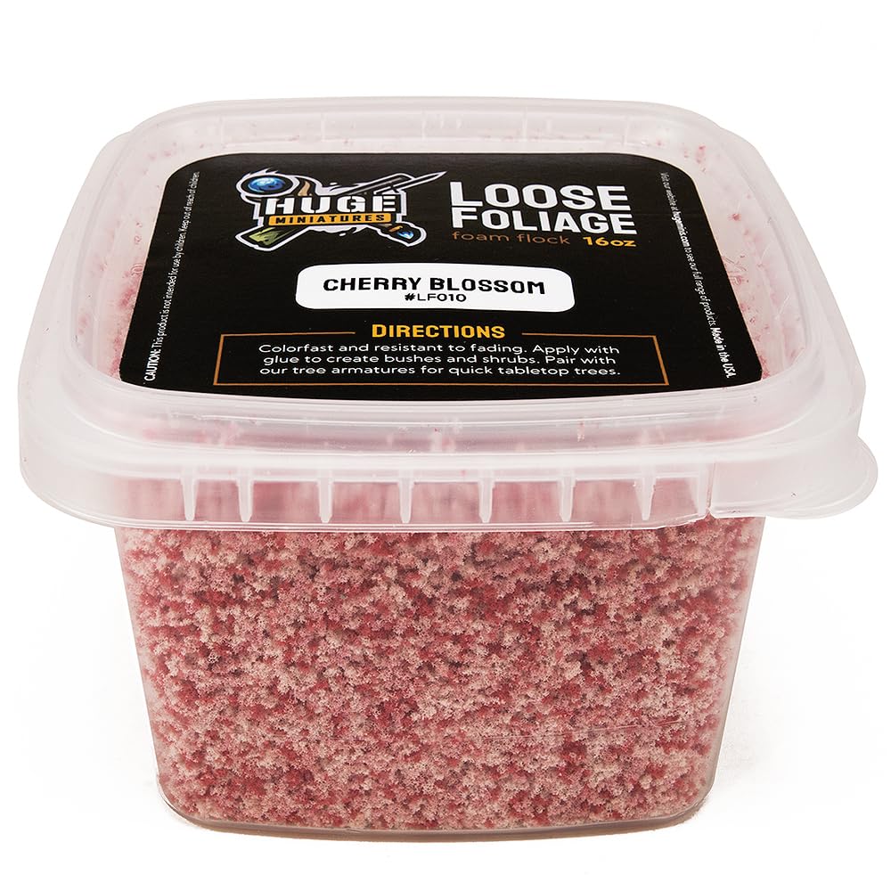 Loose Foliage, Cherry Blossom Tree Flock for Terrain Model Kits and Hobby Train Scenery by Huge Minis - 16oz Resealable Tub