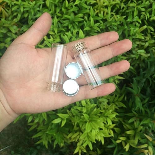 Miniatura 7 de 100 unidades 0.5 fl oz botellas de vidrio con tapa de metal vacío pequeña botella de deseos frascos de vidrio (100, 0.5 fl oz)