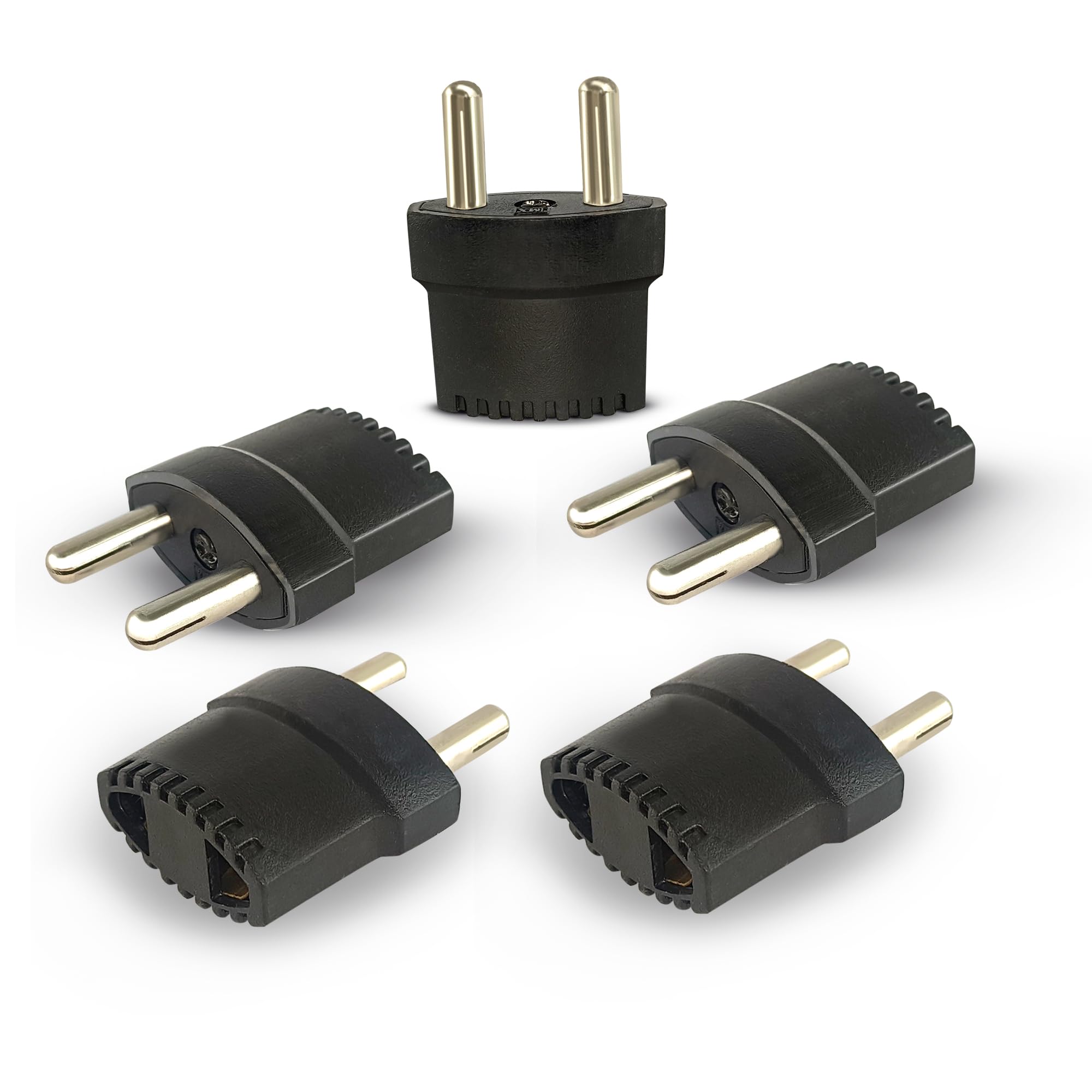 MX World Conversion (Moulded Round 2 Pin Flat Plug & 2 Pin Round 5Mm Plug) USA, Japan, China, Taiwan, Thailand, Europe, Italy, Indonesia and Korea to India (Type - D) - Pack of 5-image-9