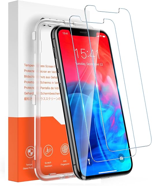 Amazon Brand - Eono UltraTough Tempered Glass Screen Protector for iPhone 11 Pro, iPhone Xs and iPhone X, Premium Tempered Glass with Chemical Polish Technology, 9H-Hardness,Easy Align Tray-2 Packs