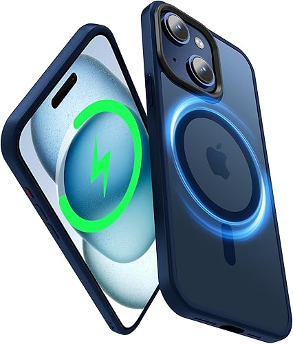 Magsafe - Funda delgada compatible con iPhone 15-Plus, sensación de piel sedosa, acabado mate translúcido ultrafino, protección contra caídas,