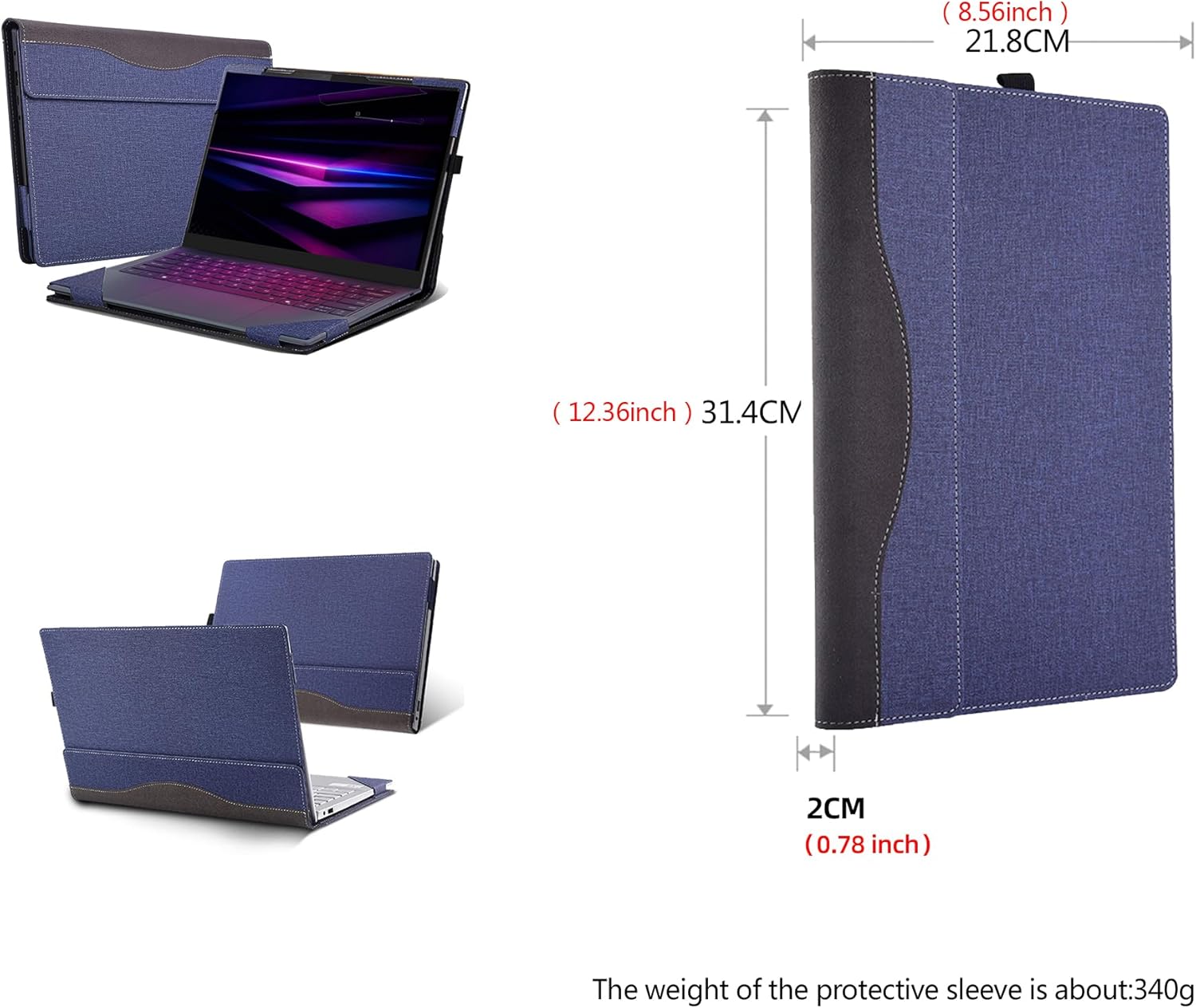 Laptop Case for Lenovo Yoga Slim 7 Ultra 14IPH11 |Yoga Slim 7i Ultra Aura Edition (14",11) 14inches [Note Other Models] PU Leather Protective Laptop Bag Detachable Shell (Blue)
