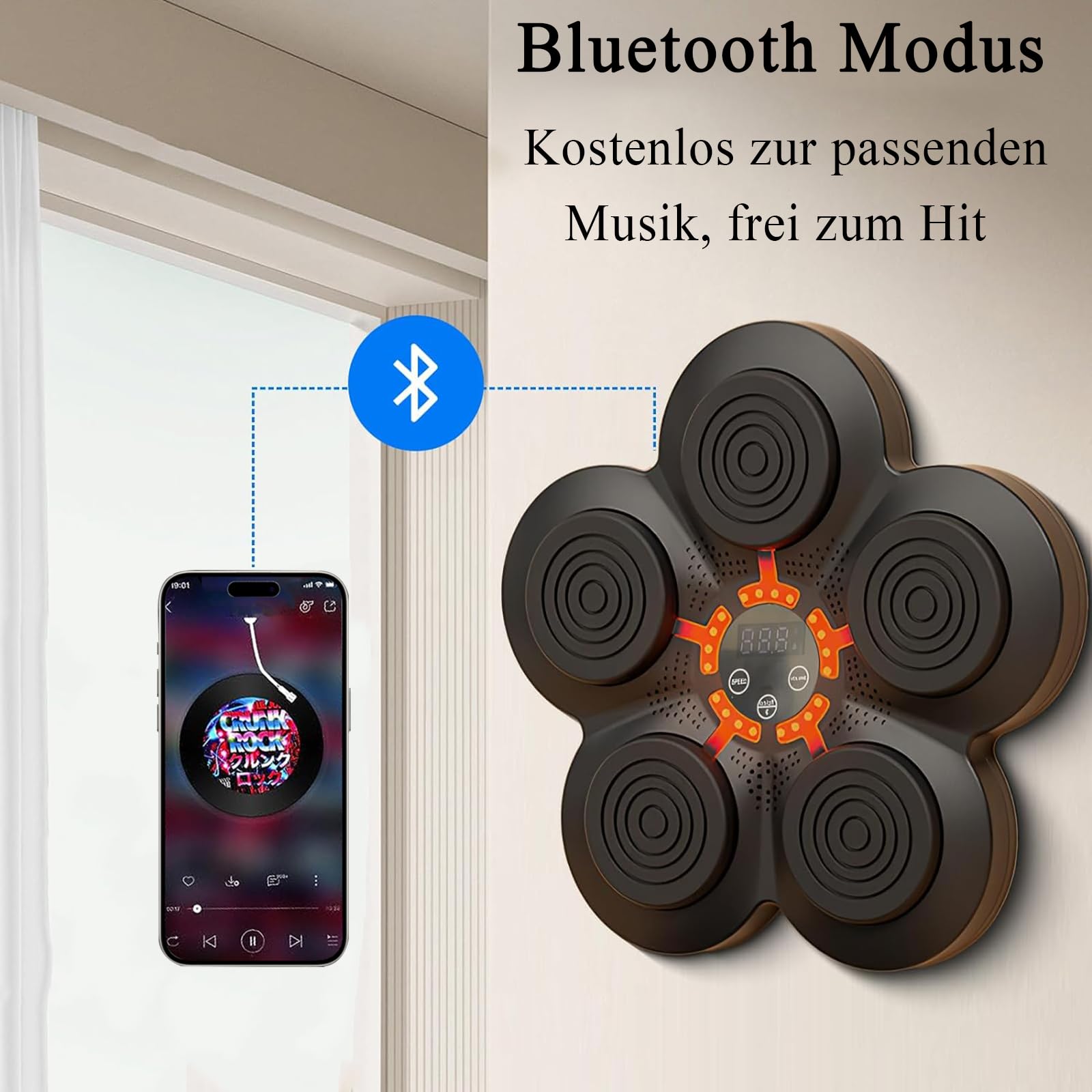 Macchina da Boxe Musicale, Boxmaschine Bluetooth Intelligente a Parete per Esercizi Domestici di Decompressione con Guantoni da Boxe, Attrezzatura da Boxe per Adulti e Bambini