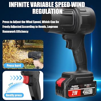 Leaf Blower Cordless with Battery and Charger, 400,000 RPM Handheld Leaf Blower with 2 X 4.0Ah Batteries, Lightweight Leaf Blowers for Patio Cleaning, Lawn Care, Leaves, Dust