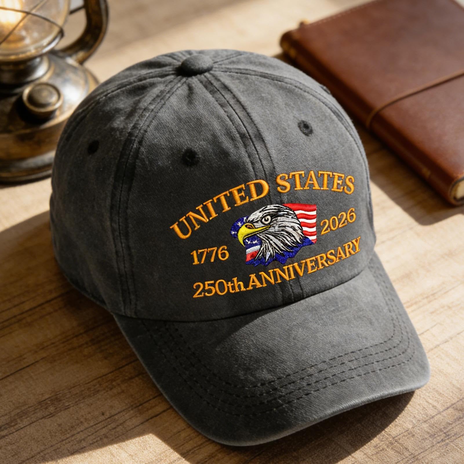 Generisch 250 Aniversario - Retro Ajustable Transpirable Gorras | 250 Años USA Gorra, Para Cumpleaños, Halloween, Pesca al Aire Libre Verano Camping Jardín Patio Senderismo Trabajo Viajes
