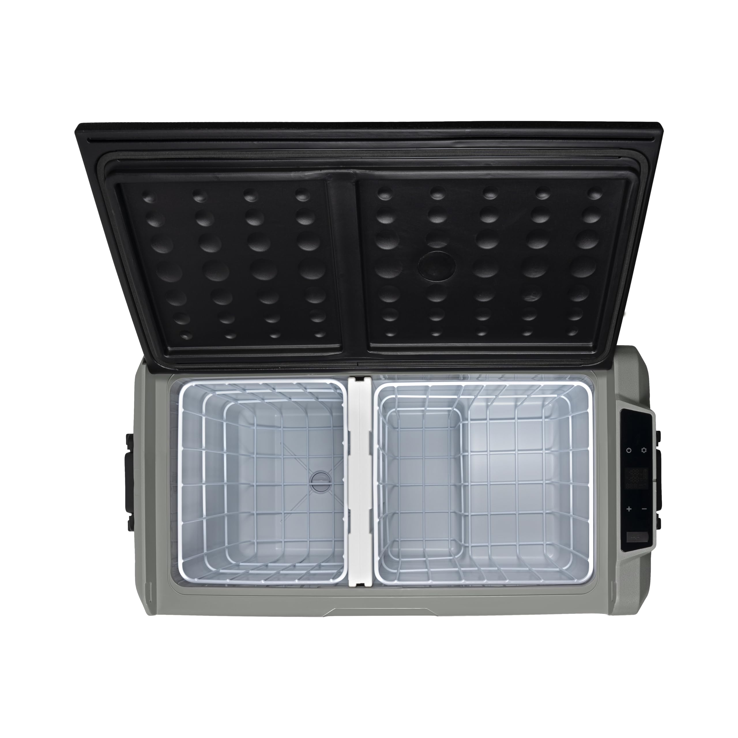 Steamy-E Dual Zone 60 Roller, Elektrische Kompressor Kühlbox mit Rollen, 56 Liter, 12V/ 230V, zum Kühlen und Gefrieren, Für Camping