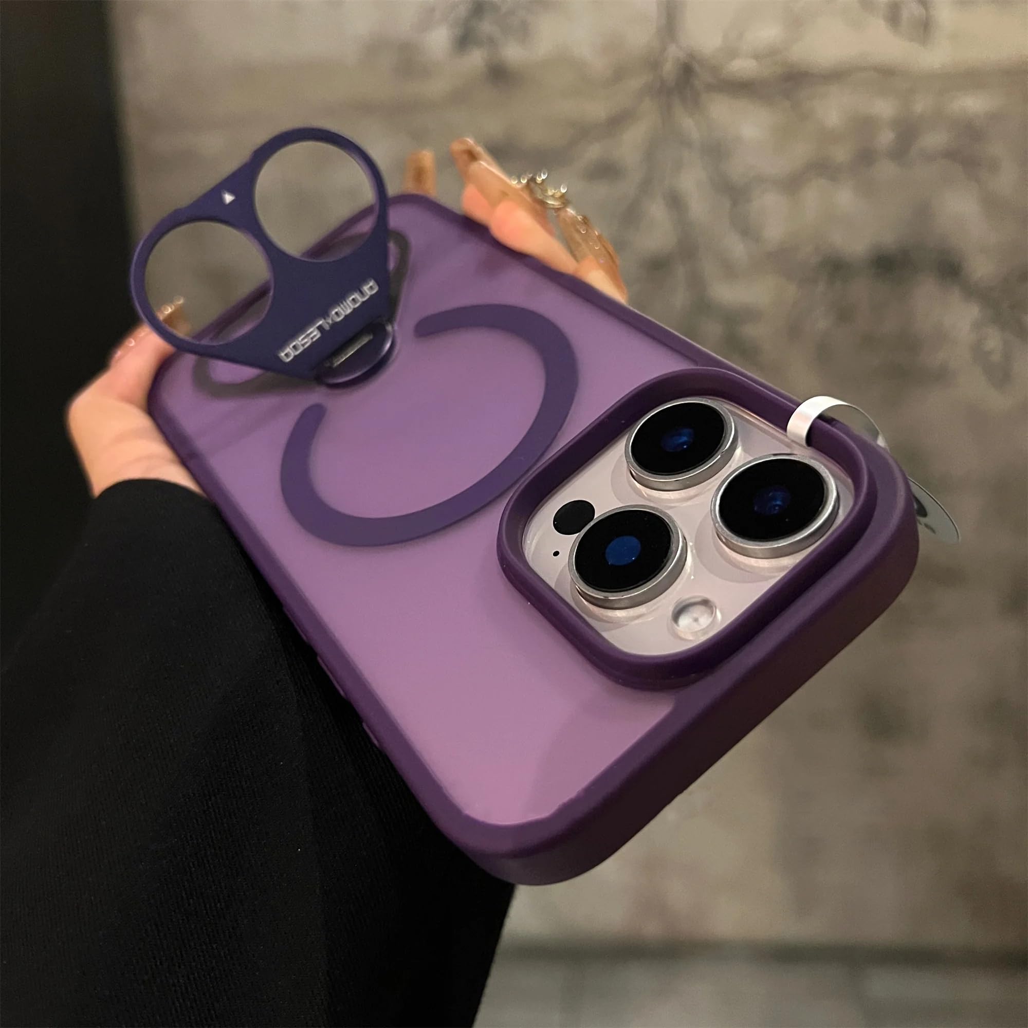 Coque iPhone 16 Plus violette résolvant les chutes avec son double anneau