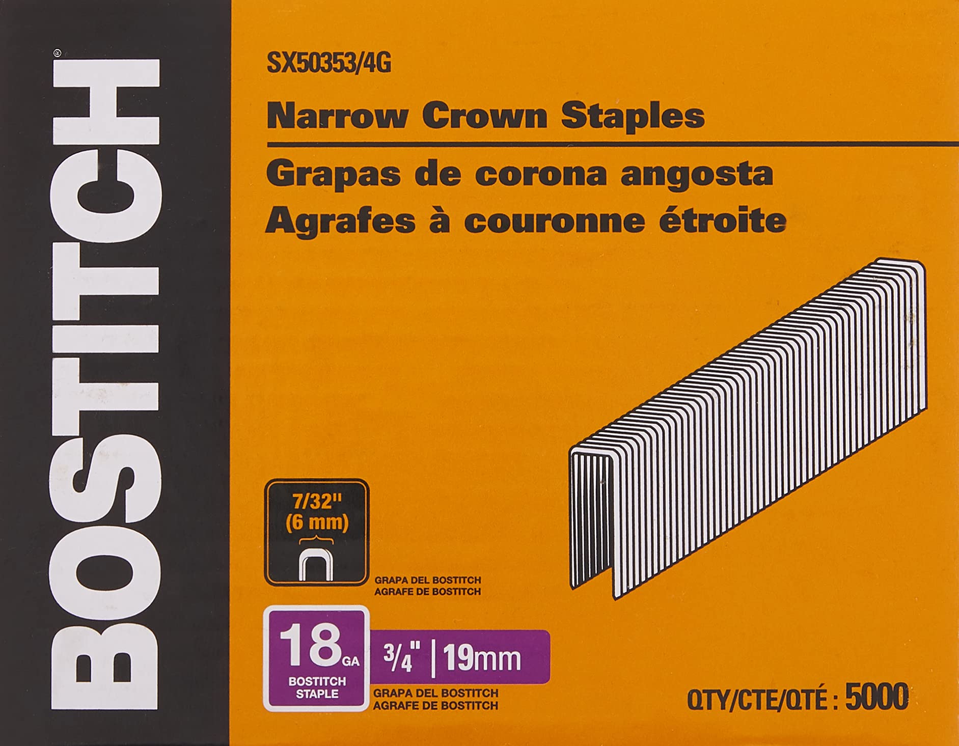 BOSTITCH SX50353/4G Grapas con acabado de corona, 5.000