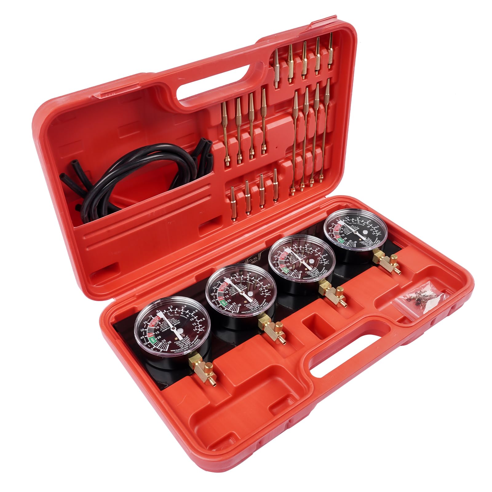 1Set Tester di sincronizzazione dei carburatori in Metallo Rosso 4 Orologi di sincronizzazione Tester di sincronizzazione
