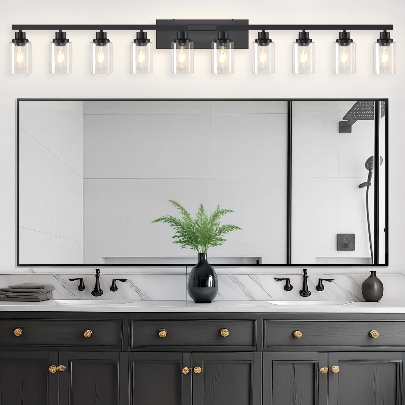 10 x Badwechsellampen über Spiegel, 165cm Mattschwarz, Wickelzubehör, Moderne Schwarze Wickelleuchten für Badezimmer, Wandbeleuchtung für Spiegel, Schlafzimmer, Wohnzimmer