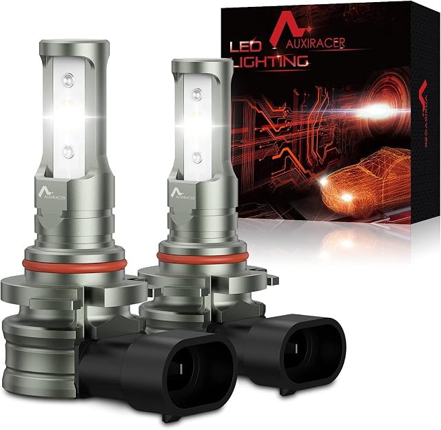 AUXIRACER HB3 LED Headlight Bulb, 6500K Cool White, 300% Brightness Super Bright, Mini Design No Fan No Noise Car High/Low Beam Lamps 12V 9005 Headlight Bulb Conversion Kit IP68 Waterproof, 2 Bulbs