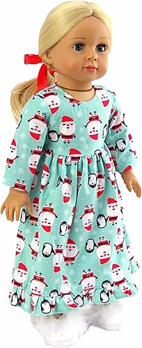 Miniatura 4 de Camisón navideño de Papá Noel y pingüino para muñecas de 18 pulgadas  Calidad premium y diseño moderno  Ropa de muñecas