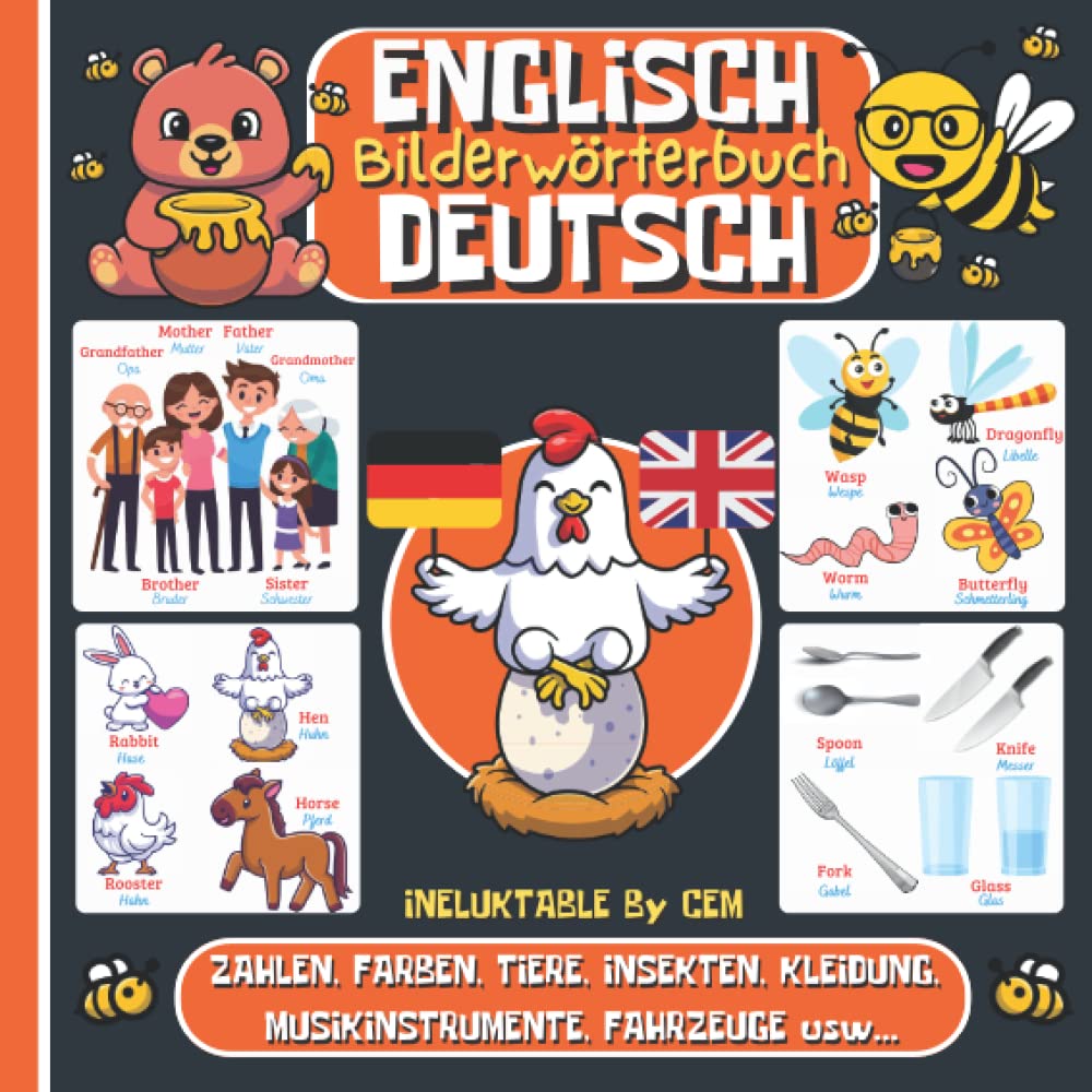 DEUTSCH ENGLISCH BILDERWÖRTERBUCH: Kinderbuch zum Englischen, Mädchen und Jungen, Anfänge, farbiges Aktivitätsbuch, erste Wörter auf Englisch
