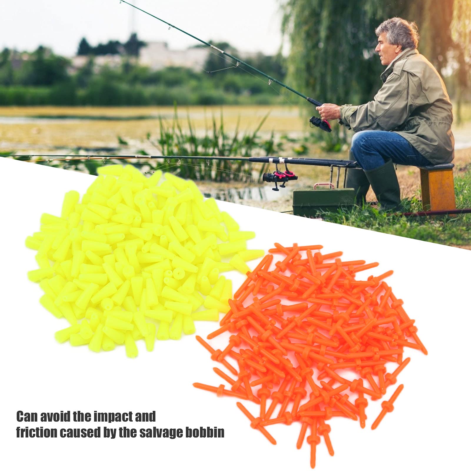 SPYMINNPOO 300pcs Bobber Stops, Rubber Fishing Bobber Stopper Anti Strong Fixation for Angling Saltwater or Freshwater Fishing line