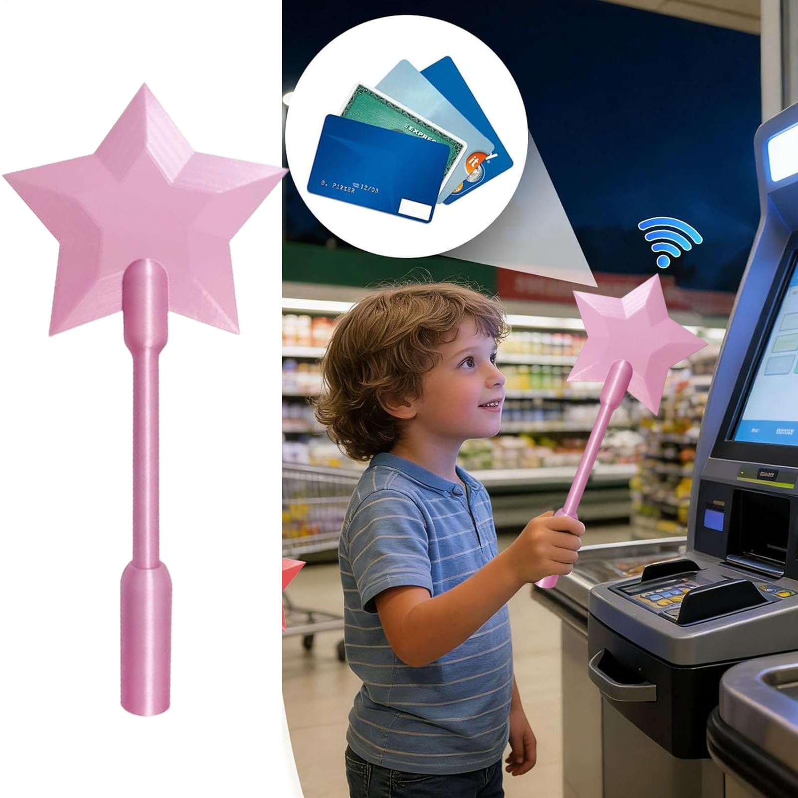 Kreditkarten Zahlungsstab, Star Magic Wands Kontaktloser Zahlungskartenhalter, 3D Gedruckter Kreditkarten Zahlungsstab, Lustige Cardholder Kreditkartenhalter - 4