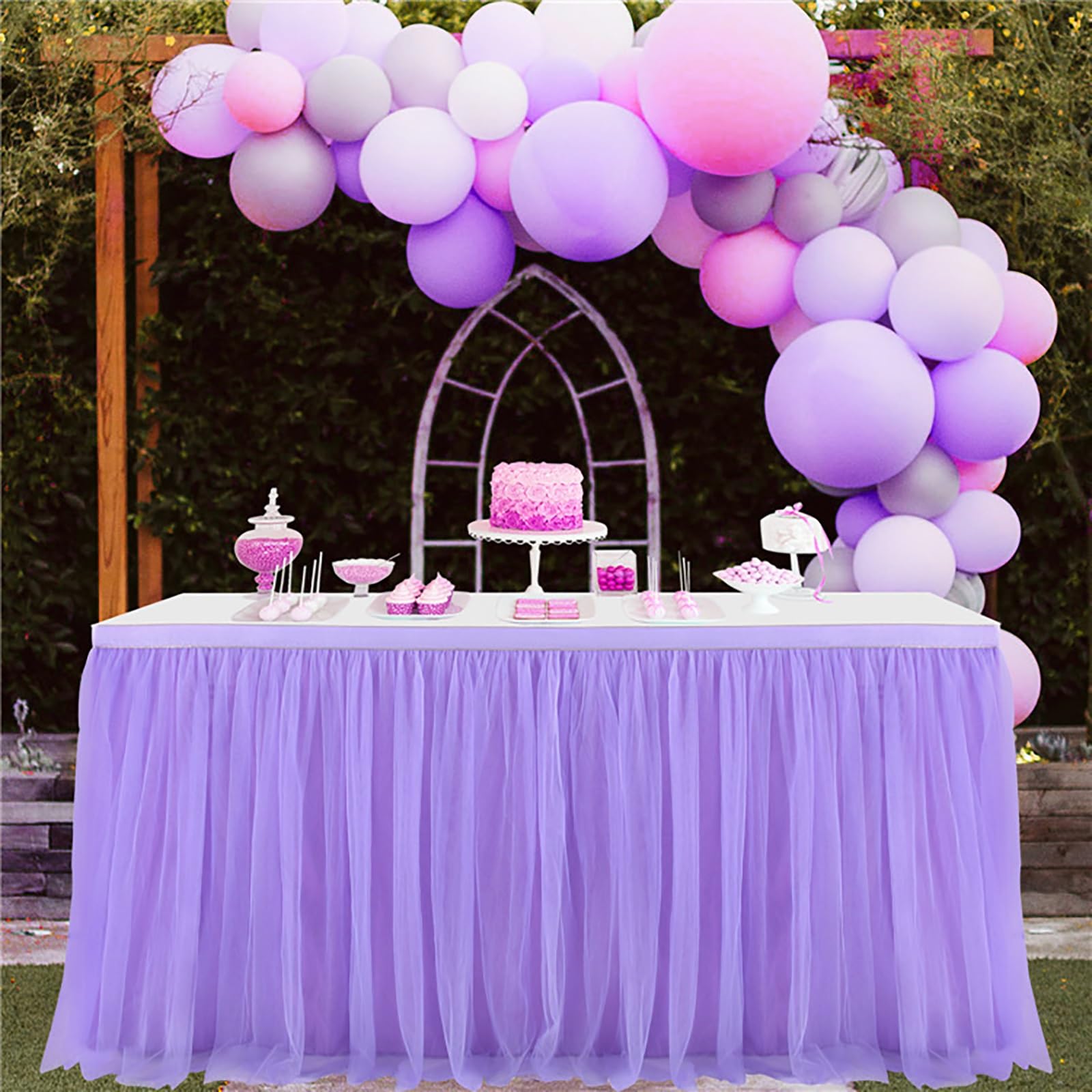 Jupe de table en tulle – Maille en nylon pour tables rectangulaires ou rondes | Idéal pour mariage, fête prénuptiale, fête d'anniversaire, décoration d'Halloween