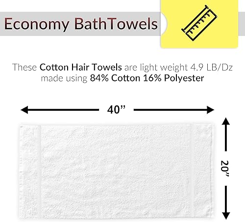 Miniatura 2 de GOLD TEXTILES Paquete de 36 toallas de baño pequeñas blancas de 20 x 40 pulgadas, mezcla de algodón, económicas, a granel, para usos comerciales,