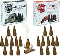 Vista 28 de TRUMIRI Incense Cones - Combo Pack of 20 Cone Incense - 10 Nag Champa + 10 Palo Santo - Insence Cones - Incense Cones Scented - Cone Incense Scents