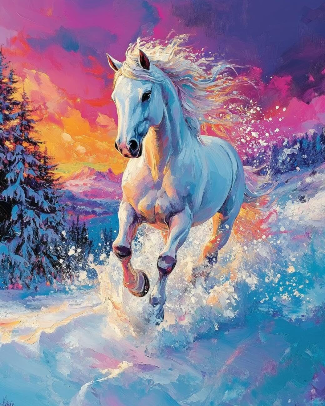 RKFLGEW DIY Embroidery Set Oil Painting of Horses 30x40cm