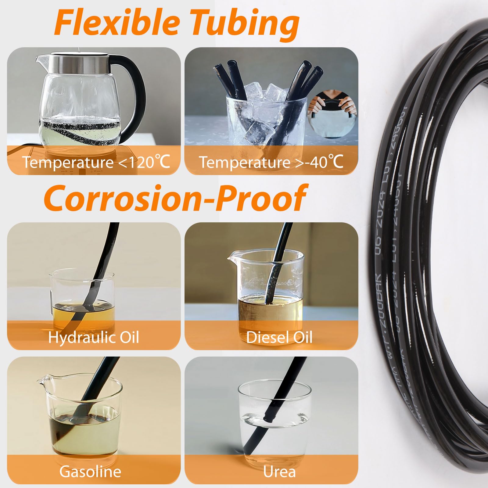 2-teiliges Universal-Ersatz-Lenkschlauch-Set mit Edelstahl-Schnellanschluss, 4,6 m, kompatibel mit Seastar Hydraulik-Lenksystem, Teleflex-Lenkschlauch