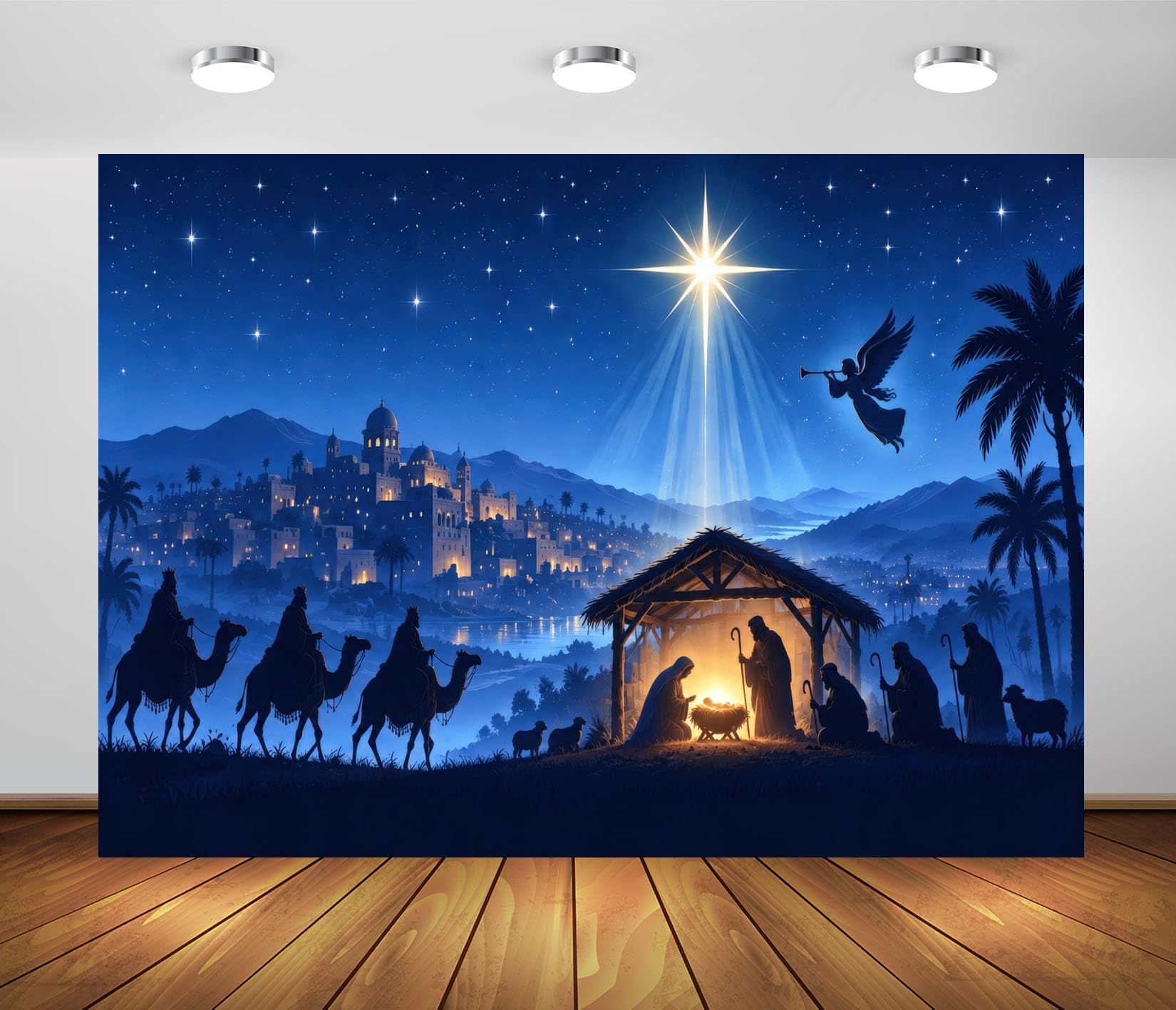 12x8FT (3.6x2.5m) Angelo Sopra Il Presepe Sfondo Fotografico