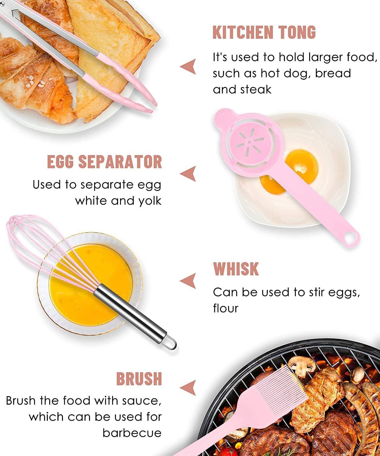 الأقوى - طقم ادوات توزيع سيليكون بمقابض خشبية للمطبخ من 11 قطع... - view 5