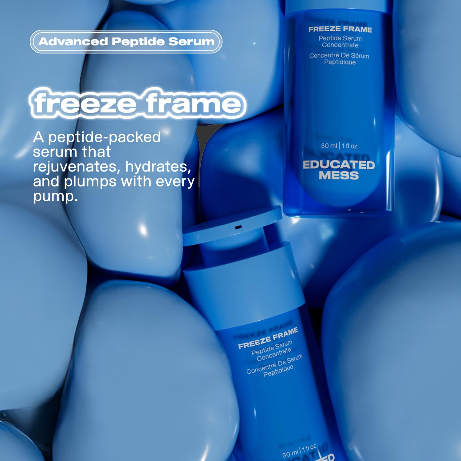 Freeze Frame Peptide Serum – Our Clean Multi-Peptide Formula with Diamond Powder & Resveratrol | Effective Anti-Aging Results for Radiant Skin (30 ml)