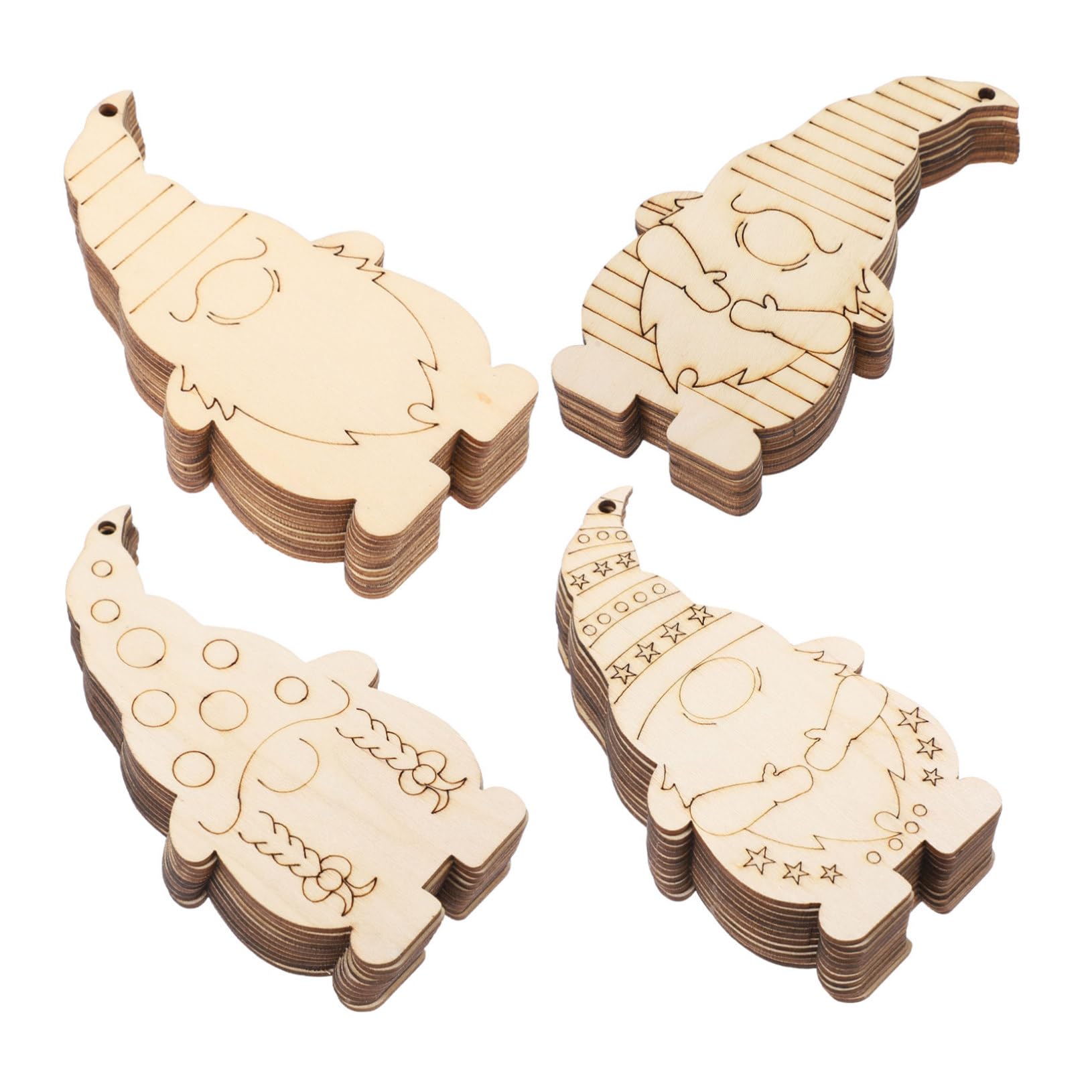 VILLCASE Ciondoli in Legno Grezzo da Dipingere Fai da Te, 40 Pezzi, Decorazioni Natalizie per Ragazzo Ragazza e Artigianato Creativo, Ornamenti per Albero di Natale, Decorazioni per Casa