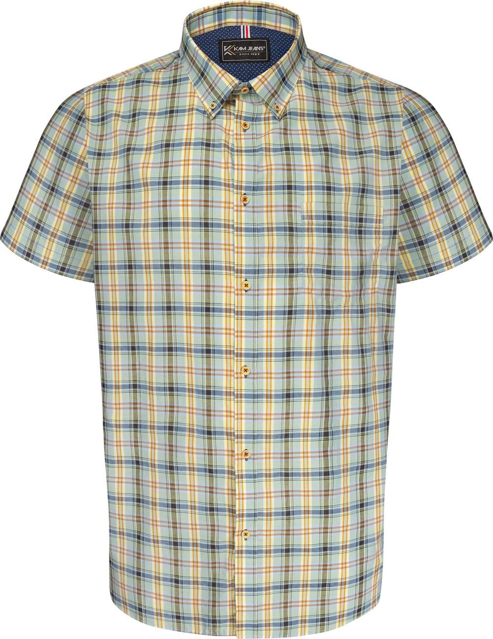 Kam Men's Green Jeanswear Short Sleeve Chest Pocket Checked Shirt - 7XL