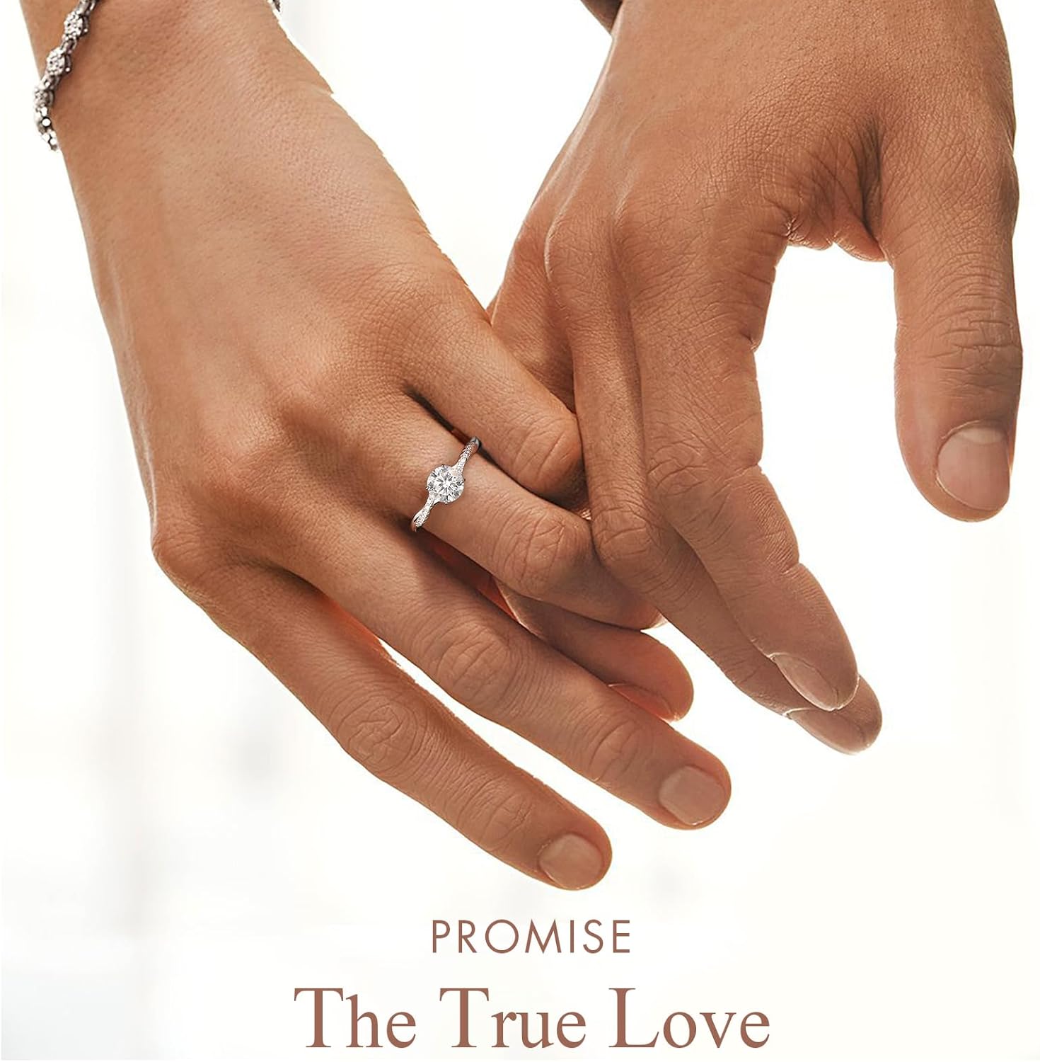 KRKC&CO Moissanite Promise Rings for Women, 1.0-2.0 CT 4-Prong Petite Twisted Vine Simulated Engagement Rings, D Color VVS1 Clarity White Gold Bridal Rings(Solitaire - 2.0CT - 7.5)