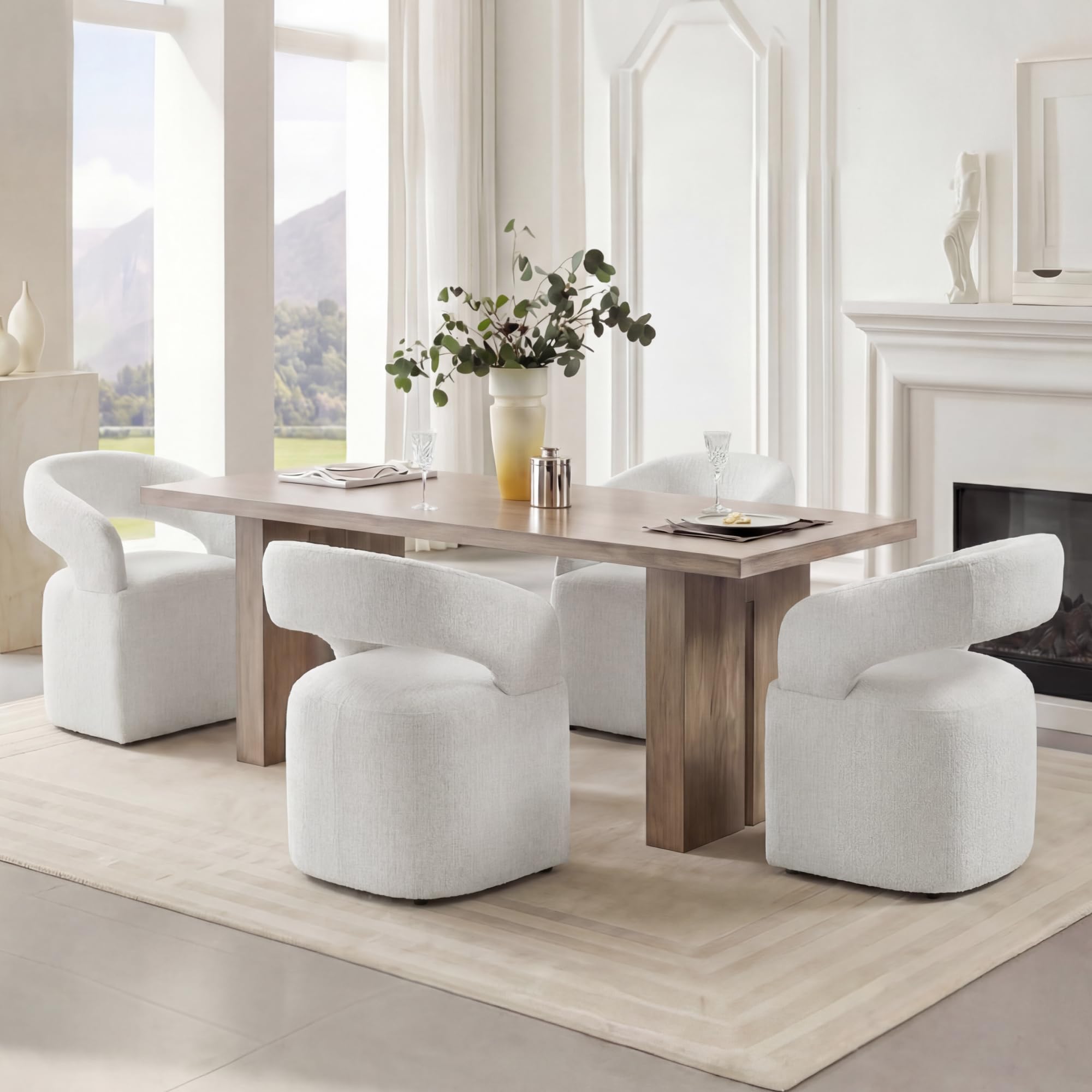 Photo 1 of KISLOT Upholstered Dining Chairs - Set of 4, Light Linen