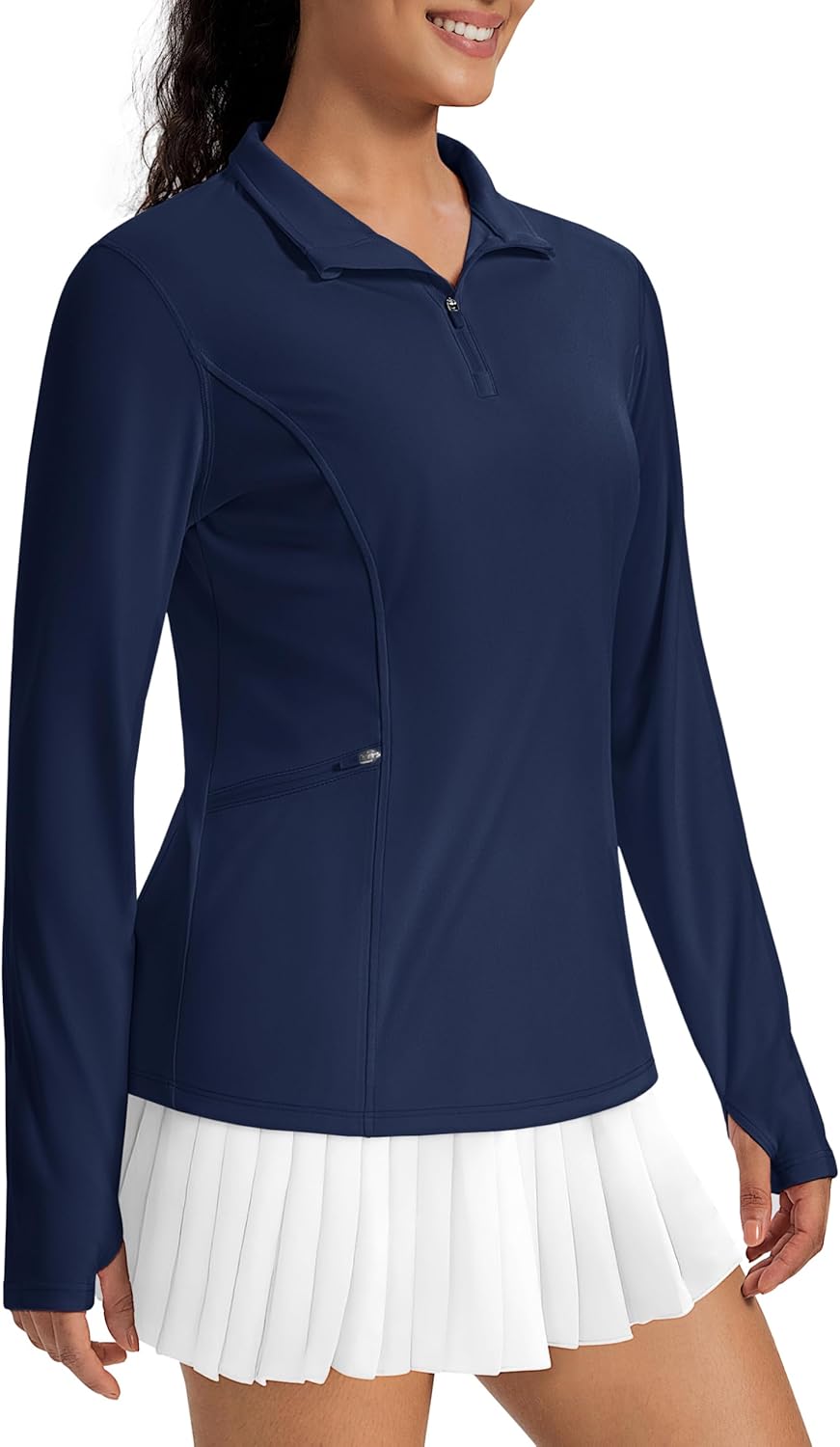 MAGCOMSEN 1/4 Zip Pullover Women Long Sleeve Quarter Zip UPF 50+ Sun Shirts with Pocket Quick Dry Athletic Workout Tops